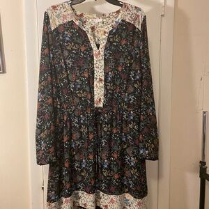 Floral Black Midi Dress